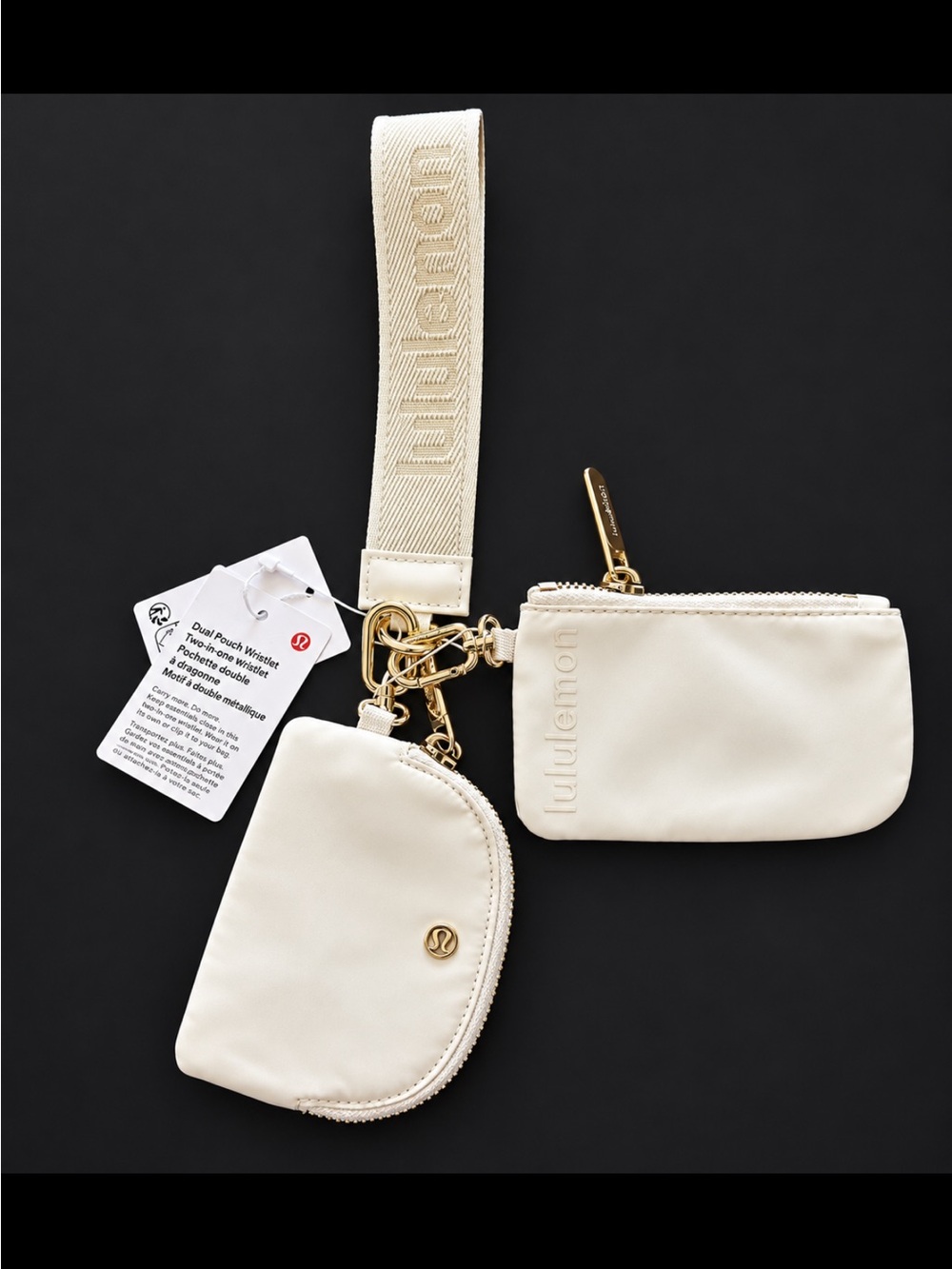 lululemon athletica Dual Pouch Wristlet Keychain in Light Ivory